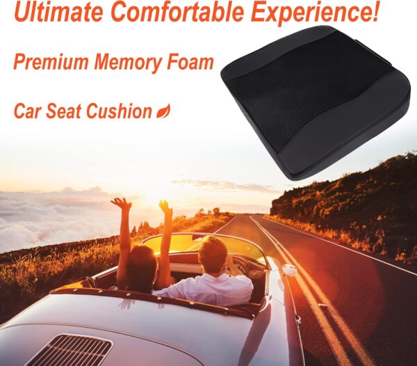 Car Seat Cushion, Comfort Memory Foam Car Cushions for Driving - Sciatica & Lower Back Pain Relief, Seat Cushion for Car Seat Driver, Office Chair, Wheelchair (Black)