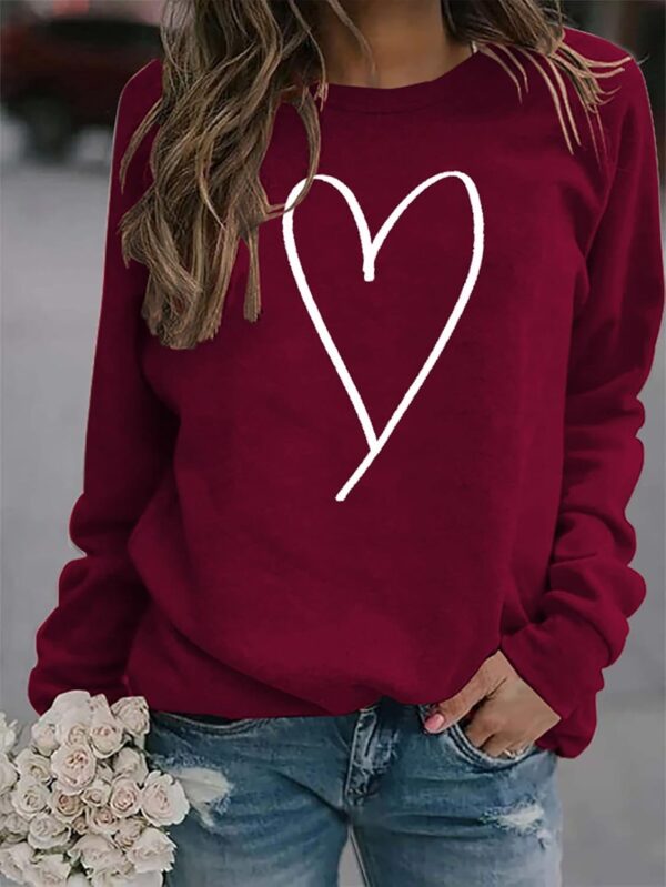 Valentine's Day Crewneck Pullover Shirts Women Long Sleeve Love Heart Sweatshirts Graphic Lover Gift Mother’s Day