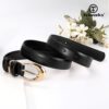 Women Leather Belt for Jeans Pants Fashion Ladies Skinny Faux Leather Dress belt with Gold Buckle