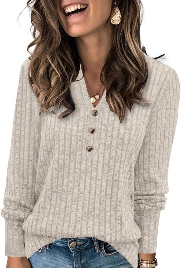 Sweaters for Women Fashion Long Sleeve Tops Pullover V Neck Casual Loose Sweatshirt