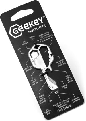 Geekey Multi-tool | Original Key Shaped Pocket Tool | Stainless Steel Keychain Utility Gadget | 16+ Tools | TSA Safe Multitool | Gift for Christmas, Men, Women, Valentine's, Birthday, Father