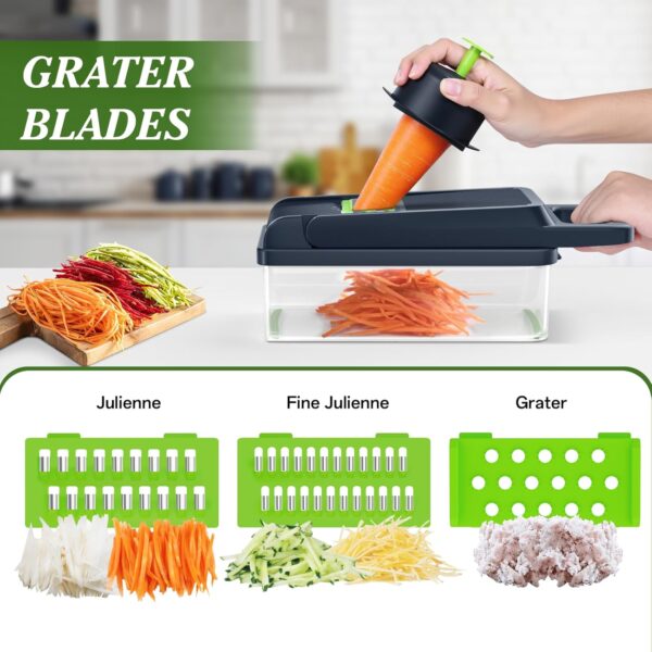 HomeHacks Vegetable Chopper Vegetable Cutter, 12 in 1 Kitchen Gadget, Dicer, Slicer, Onion Chopper, Salad Chopper, Cheese Grater & Egg Separator - Multi-Functional Veggie Chopper Lid with Handle