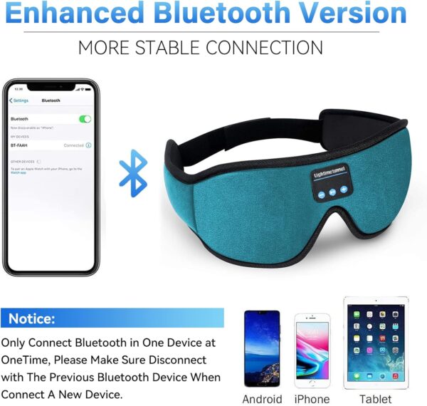 Sleep Headphones, 3D Bluetooth Sleep Mask, Washable Sleeping Headphones with Ultra Thin Stereo Speakers Microphone Hands Free for Insomnia Travel