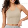 ODODOS Women's Crop 3-Pack Seamless Rib-Knit Camisole Crop Tank Tops