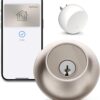 Level Lock+ (Wi-Fi) Smart Lock - World's Smallest Smart Lock Plus Apple Home Keys - Lock/Unlock from Anywhere - Level App for iOS & Android - Works with Apple Home, Alexa, Google Home (Satin Nickel)