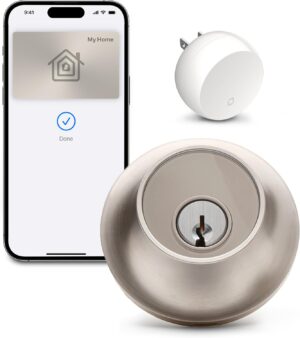 Level Lock+ (Wi-Fi) Smart Lock - World's Smallest Smart Lock Plus Apple Home Keys - Lock/Unlock from Anywhere - Level App for iOS & Android - Works with Apple Home, Alexa, Google Home (Satin Nickel)