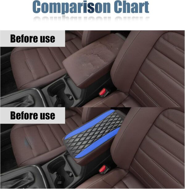 Car Center Console Cover, Universal Leather Waterproof Armrest Seat Box Cover Protector, Comfortable Car Decor Accessories Fit for Most Cars, Vehicles, SUVs -Blue