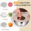 Mixing Bowls with Airtight Lids Set, 20 PCS Kitchen Gadgets Set, 6 Stainless Steel Bowls, 3 Grater Attachments, Non-Slip Silicone Bottoms, Great for Serving&Baking, Size 5, 4, 3.5, 2.1, 1.5, 1.1QT