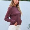 AUTOMET Womens Long Sleeve Round Neck Shirts Basic Tee Fall Tops Outfits Clothes 2025