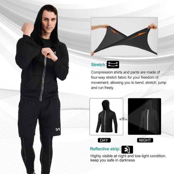 mens 5pcs Men's Compression Sets Pants Long Sleeve Shirt Athletic Shorts Running JacketShirt