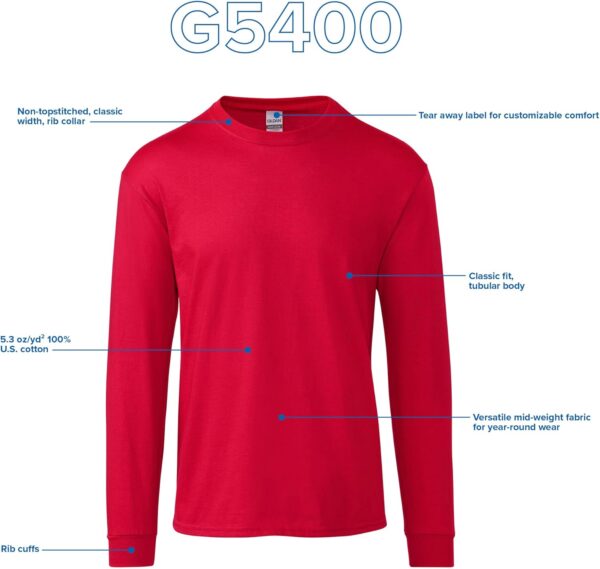 Gildan Adult Heavy Cotton Long Sleeve T-Shirt, Style G5400, 2-Pack