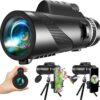 80x100 Monocular-Telescope Adults High Powered Compact Monoculars Smartphone Holder & Tripod,BAK4 Prism &FMC Lens Stargazing Hunting Hiking Travel Bird Watching Camping Wildlife Scenery