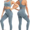 3 Piece Workout Sets for Women Butt Lifting Leggings with High Impact Sports Bra Gym Shorts