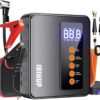 Portable Car Jump Starter with Air Compressor - 4000A Car Battery Jump Starter (10 Gas/9L Diesel), 12V Car Jumper Starter Portable, Jump Box with Smart Jumper Cables, 150 PSI Tire Inflator