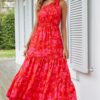 PRETTYGARDEN Women's Summer Floral Maxi Dress Knot One Shoulder Sleeveless Ruffle Flowy Boho Beach Wedding Guest Dresses