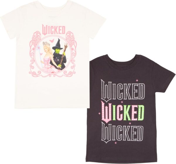 wicked Girl's Graphic Print T-Shirt 2-Pack - Short Sleeve Tees Bundle for Kids