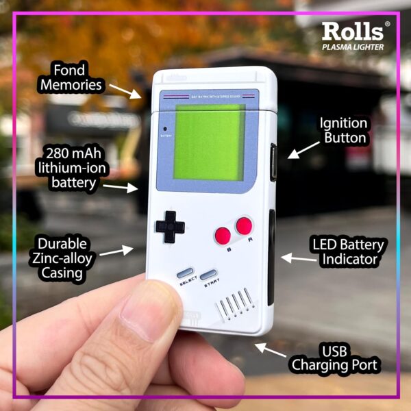 Rolls Electric Lighter - Cool Lighters - Retro Gamer Gifts for Men - Cool Gadgets - Custom Unique Birthday Gifts - Stocking Stuffers for Men and Women - by Rolls Plasma Lighter (Grey)