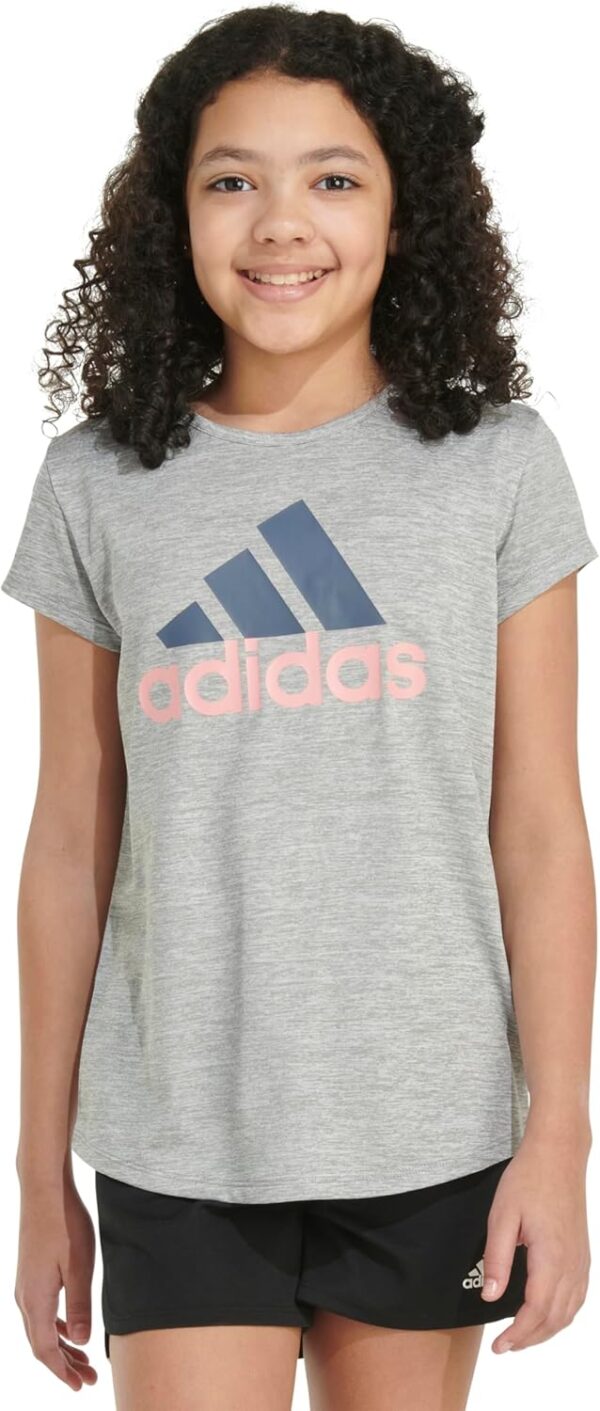 adidas Girls' Short Sleeve Aeroready Poly Scoop Neck Tee T-Shirt