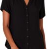 Amazon Essentials Women's Relaxed-Fit Short-Sleeve Woven Blouse