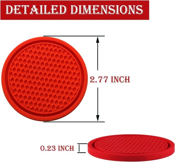 SINGARO Car Cup Coaster, 4PCS Universal Non-Slip Cup Holders Embedded in Ornaments Coaster, Car Interior Accessories, Red