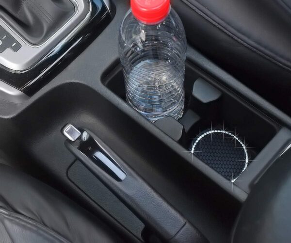 Car Cup Holder Coasters, Bling Cup Holder Insert Coaster Car Interior Accessories-2.75 inch Silicone Anti Slip Crystal Rhinestone Car Coaster-Universal (Pack of 2)