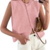 PRETTYGARDEN Sweater Vest Women Summer Tank Tops 2025 Sleeveless Button Down Trendy Clothes Business Casual Knit Outfits