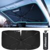 [2025 Upgrade] Nmoiss Windshield Sun Shade Umbrella for Car - [Vinyl Coating] Protect Car from Sun Rays & Heat Damage Keep Cool and Protect Interior, Spring Structure Edge Medium (56" L x 31" W)