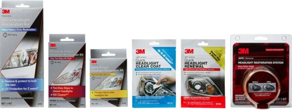 3M Ultra Headlight Restoration Kit, Contains Masking Tape, Light Sanding Discs, Wax Protectant and More, Use on Plastic Lenses Headlights, Taillights and More, Easy Heavy-Duty Restoration (39195)