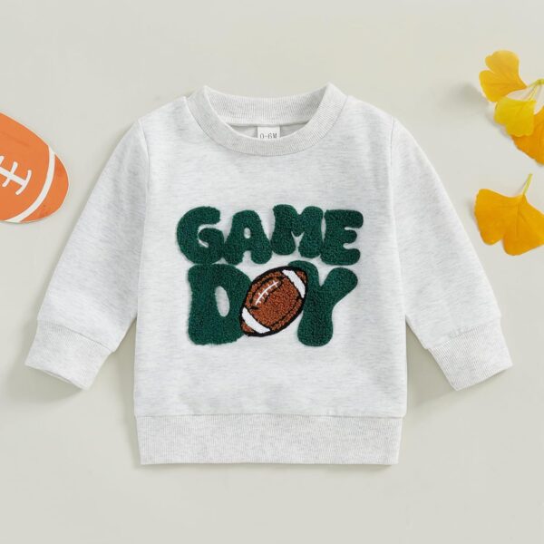 Toddler Baby Girl Boy Fall Clothes Football Game Day Sweatshirt Tops Crewneck Pullovers Shirt Kids Football Outfit