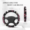 Halloween Pink Ghost Steering Wheel Cover Horror Movie Car Accessories for Men Women with 2 Car Air Freshener, 15 Inch Anti-Slip Car Steering Wheel Covers Universal Fit