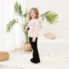 3-9 T Kids Toddler Girl Clothes Letter Print Sweatshirt Flared Pants 2Pc Outfits Set