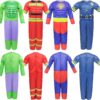 Boys Muscle Chest Dress up Costumes Trunk with Superhero, Policeman, Fireman Costume, Kids Pretend Role Play Costumes Set, Boys Dress up Clothes for Kids Ages 3 4 5 6 7