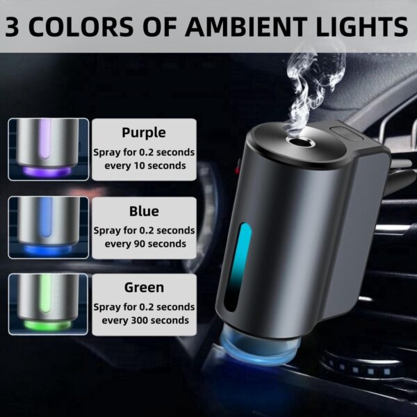 Car Air Freshener Diffuser, Smart Car Air Freshener, Car Diffuser Air Freshener with Three Adjustable Modes, Aromatizante Para Carro with 3pcs Essential Oil, Car Fresheners Long Lasting