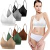 selizo Padded Bralettes for Women, 6 Pcs Sports Bras for Women Pack, V Neck Cami Bando Bra for Women Girls