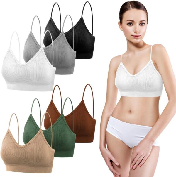 selizo Padded Bralettes for Women, 6 Pcs Sports Bras for Women Pack, V Neck Cami Bando Bra for Women Girls