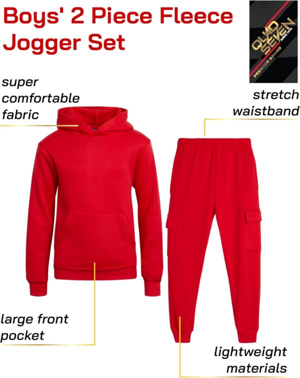 Boys' Fleece Jogger Set - 2 Piece Basic Solid Pullover Hoodie and Cargo Pocket Sweatpants (Size: 8-18)