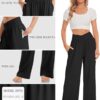 TARSE Women's Wide Leg Casual Loose Pants Yoga Sweatpants Comfy Crossover High Waisted Lounge Pajama Flowy Pants with Pockets