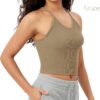 ODODOS Women's Crop 3-Pack Seamless Rib-Knit Camisole Crop Tank Tops