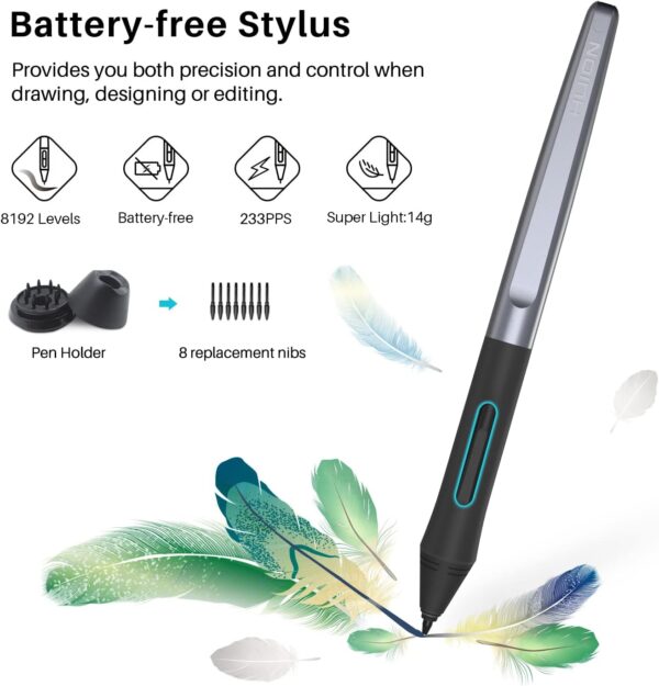 HUION Inspiroy H640P Drawing Tablet, 6x4 inch Digital Art with Battery-Free Stylus, 8192 Pen Pressure, 6 Hot Keys, Graphics Tablet for Drawing, Writing, Design, Teaching, Work with Mac, PC & Mobile