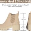 Athlefit Women's Chelsea Boots Fashion Lug Sole Chunky Heel Slip on Elastic Ankle Booties