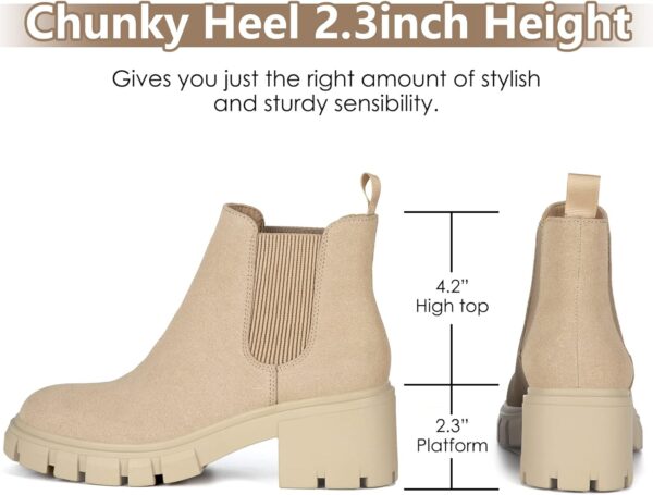 Athlefit Women's Chelsea Boots Fashion Lug Sole Chunky Heel Slip on Elastic Ankle Booties