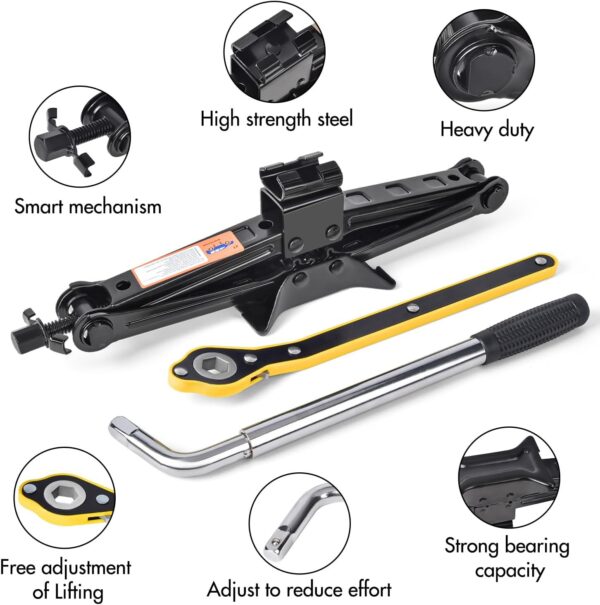 Car Jack Kit Scissor Jack for Car 2 Ton (4409 lbs) Tire Jack Tool Kit Universal Car Emergency Kit with Lug Wrench Tire Changing Kit for Car SUV