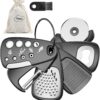 Kitchen Unique Gadgets Set 6 Pieces, Space Saving, Cheese Grater, Bottle Opener, Fruit Vegetable Peeler, Pizza Cutter, Garlic Ginger Grinder, Herb Stripper Gift Set