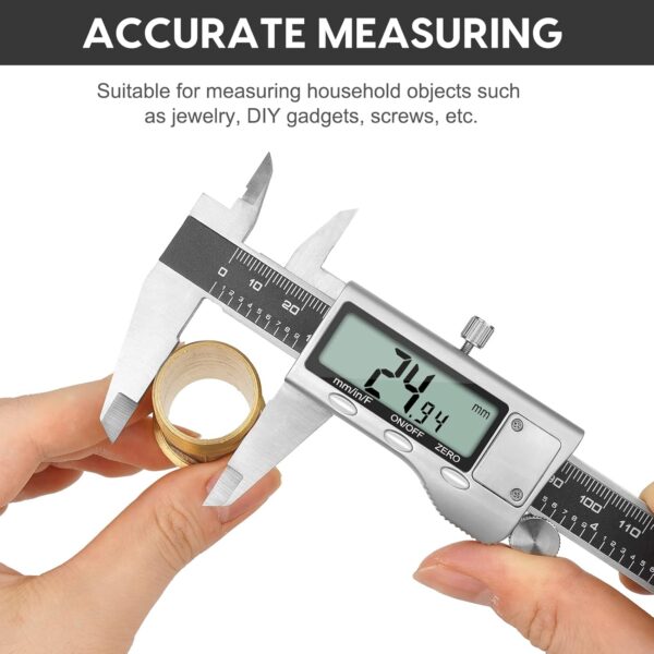 Digital Caliper Measuring Tool, 6 Inch Caliper Tool with Large LCD Screen, Easy Switch from Inch Millimeter Fraction, Stainless Steel Vernier Caliper Digital Micrometer for DIY/Household