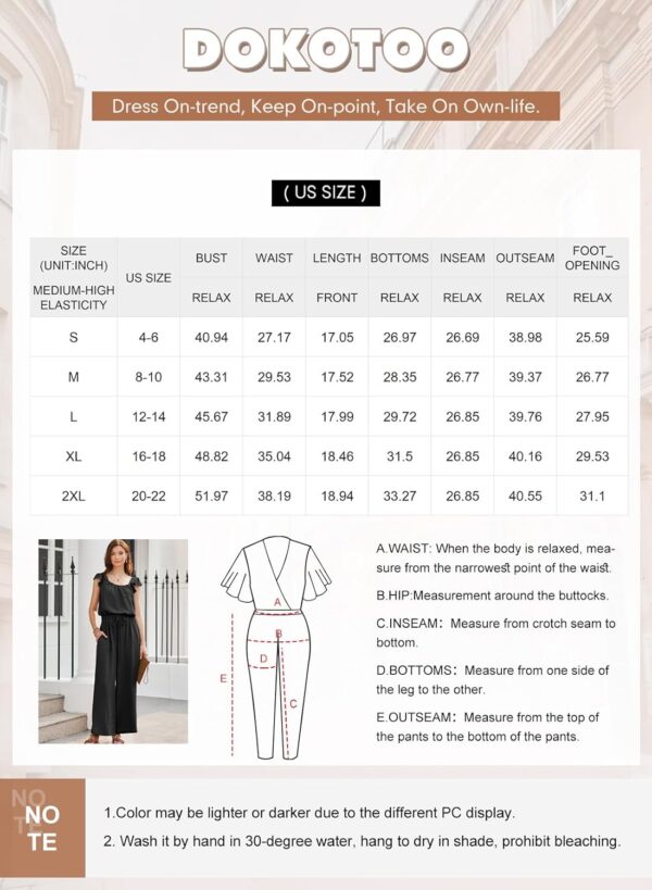 Dokotoo Jumpsuits for Women 2025 Summer Ruffle Sleeves Square Neck Rompers Drawstring Overalls with Pockets