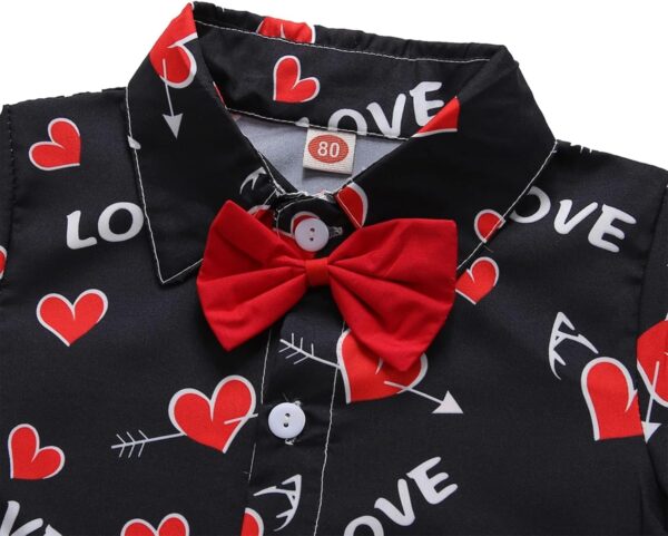 Sinda Toddler Baby Boy Valentines Outfit Love Heart Shirt Red Shorts Valentine Clothing Sets12M-5T