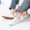 hash bubbie White Sneakers for Women Women's White Shoes PU Leather Tennis Shoes Slip on Shoes for Walking