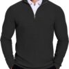 COOFANDY Men's Quarter Zip Sweaters Slim Fit Lightweight Knitted Mock Neck Pullover Casual Polo Sweaters