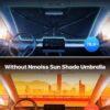 [2025 Upgrade] Nmoiss Windshield Sun Shade Umbrella for Car - [Vinyl Coating] Protect Car from Sun Rays & Heat Damage Keep Cool and Protect Interior, Spring Structure Edge Medium (56" L x 31" W)