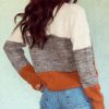 Dokotoo Womens Color Block Sweaters Long Sleeve Crewneck Pullover Knit Jumper Tops